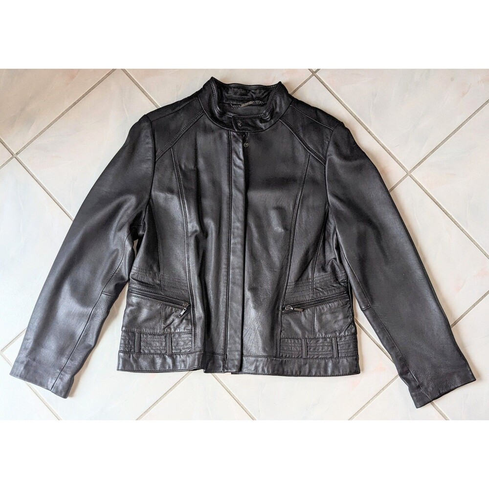A.N.A. A New Approach Women's XL Genuine Lambskin Leather Moto Jacket Brown